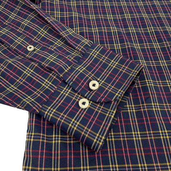 UNTUCKit Men's Talty Relaxed Fit Long Sleeve Plaid Shirt Navy/Red/Yellow XL - Picture 4 of 11